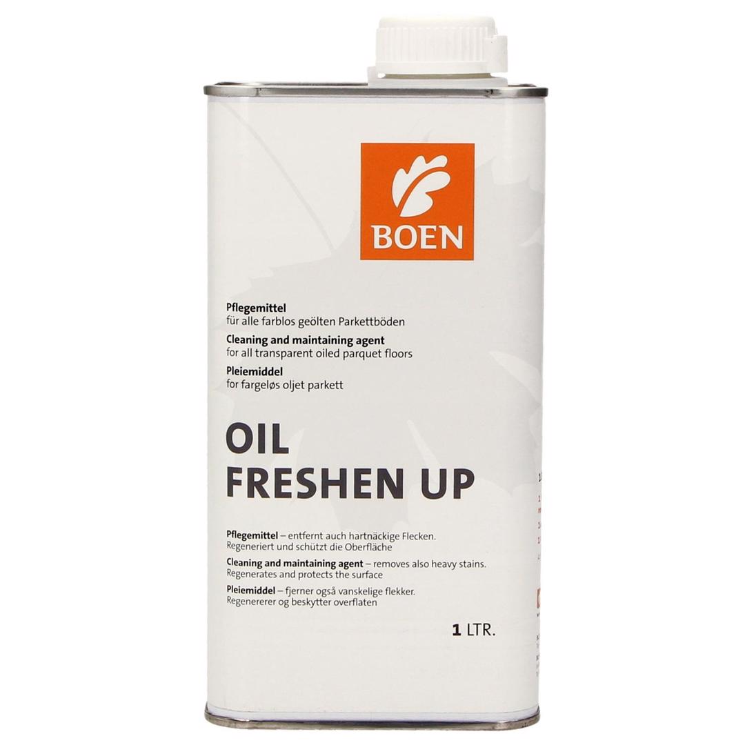 BOEN Oil Freshen Up 1 l

Vedlikehold av oljede tre- og parkettgulv
Forbruk: ca. 80 - 100 m²
Regelmessig bruk gir slitesterke gulv med naturlig glans
Punktvedlikehold mulig, man må ikke ta hele gulvet.